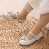 DREAM PAIRS Girls Mary Jane Dress Shoes for Toddler Heart Rhinestone Front Bow Ballerina Flat (Toddler/Little Kid)(Silver)