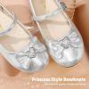 DREAM PAIRS Girls Mary Jane Dress Shoes for Toddler Heart Rhinestone Front Bow Ballerina Flat (Toddler/Little Kid)(Silver)