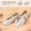 DREAM PAIRS Girls Mary Jane Dress Shoes for Toddler Heart Rhinestone Front Bow Ballerina Flat (Toddler/Little Kid)(White)