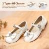 DREAM PAIRS Girls Mary Jane Dress Shoes for Toddler Heart Rhinestone Front Bow Ballerina Flat (Toddler/Little Kid)(White/Pat)