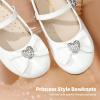 DREAM PAIRS Girls Mary Jane Dress Shoes for Toddler Heart Rhinestone Front Bow Ballerina Flat (Toddler/Little Kid)(White/Pat)