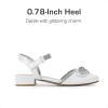DREAM PAIRS Girls Sandals Closed Toe Dress Low Heels Pointed Toe Pump Flower Shoes for Little Big Kids Wedding Princess Party(White)