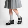 DREAM PAIRS Mary Jane Shoes for Girls Platform School Uniform Party Chunky Dress Heel Double Straps Flats for Little Big Kid(Black)