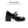 DREAM PAIRS Mary Jane Shoes for Girls Platform School Uniform Party Chunky Dress Heel Double Straps Flats for Little Big Kid(Black)