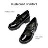 DREAM PAIRS Mary Jane Shoes for Girls Platform School Uniform Party Chunky Dress Heel Double Straps Flats for Little Big Kid(Black)