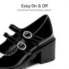 DREAM PAIRS Mary Jane Shoes for Girls Platform School Uniform Party Chunky Dress Heel Double Straps Flats for Little Big Kid(Black)
