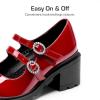DREAM PAIRS Mary Jane Shoes for Girls Platform School Uniform Party Chunky Dress Heel Double Straps Flats for Little Big Kid(Red)