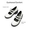 DREAM PAIRS Mary Jane Shoes for Girls Platform School Uniform Party Chunky Dress Heel Double Straps Flats for Little Big Kid(White)