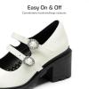 DREAM PAIRS Mary Jane Shoes for Girls Platform School Uniform Party Chunky Dress Heel Double Straps Flats for Little Big Kid(White)