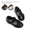 DREAM PAIRS Toddler Girls Dress Shoes Mary Jane Flats, Girls School Uniform Flats Bow Ballerina Shoes(Black/Pat)