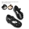 DREAM PAIRS Toddler Girls Dress Shoes Mary Jane Flats, Girls School Uniform Flats Bow Ballerina Shoes(Black-pu)