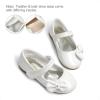 DREAM PAIRS Toddler Girls Dress Shoes Mary Jane Flats, Girls School Uniform Flats Bow Ballerina Shoes(White/Pat)