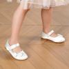 DREAM PAIRS Toddler Girls Dress Shoes Mary Jane Flats, Girls School Uniform Flats Bow Ballerina Shoes(White/Satin)