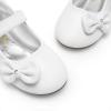 DREAM PAIRS Toddler Girls Dress Shoes Mary Jane Flats, Girls School Uniform Flats Bow Ballerina Shoes(White-pu)