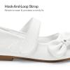 DREAM PAIRS Toddler Girls Dress Shoes Mary Jane Flats, Girls School Uniform Flats Bow Ballerina Shoes(White-pu)