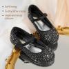 DREAM PAIRS Toddler Girl’s Dress Shoes Mary Jane Rhinestone Ballerina Flat for Party, Birthday, Performance, Wedding(Black)