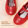 DREAM PAIRS Toddler Girl’s Dress Shoes Mary Jane Rhinestone Ballerina Flat for Party, Birthday, Performance, Wedding(Red)
