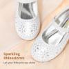 DREAM PAIRS Toddler Girl’s Dress Shoes Mary Jane Rhinestone Ballerina Flat for Party, Birthday, Performance, Wedding(White)