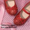 DREAM PAIRS Toddler Girls Dress Shoes Party Wedding Flower Girl Ballet Flats(Red)