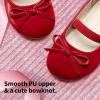 DREAM PAIRS Toddler Girls Dress Shoes Party Wedding Flower Girl Ballet Flats(Red-pu)