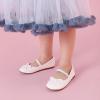 DREAM PAIRS Toddler Girls Dress Shoes Party Wedding Flower Girl Ballet Flats(White/Pu)