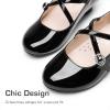 Dream Pairs Girls Dress Shoes Mary Jane High Heel Round Toe Straps Pumps Flower Wedding Party Princess Flats for Little/Big Kids(Black)