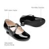 Dream Pairs Girls Dress Shoes Mary Jane High Heel Round Toe Straps Pumps Flower Wedding Party Princess Flats for Little/Big Kids(Black)