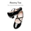 Dream Pairs Girls Dress Shoes Mary Jane High Heel Round Toe Straps Pumps Flower Wedding Party Princess Flats for Little/Big Kids(Black)