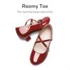 Dream Pairs Girls Dress Shoes Mary Jane High Heel Round Toe Straps Pumps Flower Wedding Party Princess Flats for Little/Big Kids(Red)