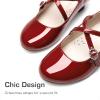Dream Pairs Girls Dress Shoes Mary Jane High Heel Round Toe Straps Pumps Flower Wedding Party Princess Flats for Little/Big Kids(Red)