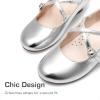Dream Pairs Girls Dress Shoes Mary Jane High Heel Round Toe Straps Pumps Flower Wedding Party Princess Flats for Little/Big Kids(Silver)