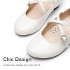 Dream Pairs Girls Dress Shoes Mary Jane High Heel Round Toe Straps Pumps Flower Wedding Party Princess Flats for Little/Big Kids(White)