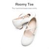 Dream Pairs Girls Dress Shoes Mary Jane High Heel Round Toe Straps Pumps Flower Wedding Party Princess Flats for Little/Big Kids(White)
