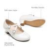 Dream Pairs Girls Dress Shoes Mary Jane High Heel Round Toe Straps Pumps Flower Wedding Party Princess Flats for Little/Big Kids(White)