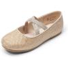 DREAM PAIRS Girls Ballerina Dress Shoes Mary Jane Flats(Gold-glitter)