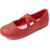 DREAM PAIRS Girls Ballerina Dress Shoes Mary Jane Flats(Red)