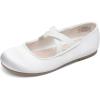 DREAM PAIRS Girls Ballerina Dress Shoes Mary Jane Flats(White)