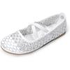 DREAM PAIRS Girls Ballerina Dress Shoes Mary Jane Flats(White-sheer)