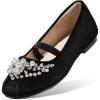 DREAM PAIRS Girls Ballet Flats Flower Shoes Mary Jane Ballerina Flat Dress Shoes for Daily/Wedding/Party(Black/Suede)