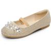 DREAM PAIRS Girls Ballet Flats Flower Shoes Mary Jane Ballerina Flat Dress Shoes for Daily/Wedding/Party(Gold)