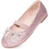 DREAM PAIRS Girls Ballet Flats Flower Shoes Mary Jane Ballerina Flat Dress Shoes for Daily/Wedding/Party(Pink/Glitter)