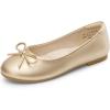 DREAM PAIRS Girls Dress Shoes Ballet Flats Slip-on Fashion Bow Flower Girl Shoes for Wedding, School, Party, Birthday(Gold)