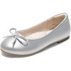 DREAM PAIRS Girls Dress Shoes Ballet Flats Slip-on Fashion Bow Flower Girl Shoes for Wedding, School, Party, Birthday(Silver)