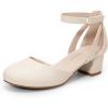 DREAM PAIRS Girls Dress Shoes Closed Toe High Heels Ankle Strap Toddler Little Big Kid Wedding Flower Party Pump(Ivory)