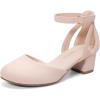 DREAM PAIRS Girls Dress Shoes Closed Toe High Heels Ankle Strap Toddler Little Big Kid Wedding Flower Party Pump(Nude)