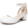 DREAM PAIRS Girls Dress Shoes Closed Toe High Heels Ankle Strap Toddler Little Big Kid Wedding Flower Party Pump(White)
