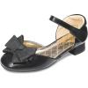 DREAM PAIRS Girls Dress Shoes Closed Toe Low Heels Ankle Strap Bow Ballet Wedding Party Sandals Princess Flower Shoes(Black)
