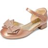 DREAM PAIRS Girls Dress Shoes Closed Toe Low Heels Ankle Strap Bow Ballet Wedding Party Sandals Princess Flower Shoes(Rose Gold)