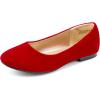 DREAM PAIRS Girls Dress Shoes Slip on Ballerina Flats for Wedding/Party(Red/Suede)