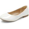 DREAM PAIRS Girls Dress Shoes Slip on Ballerina Flats for Wedding/Party(White/Pat)